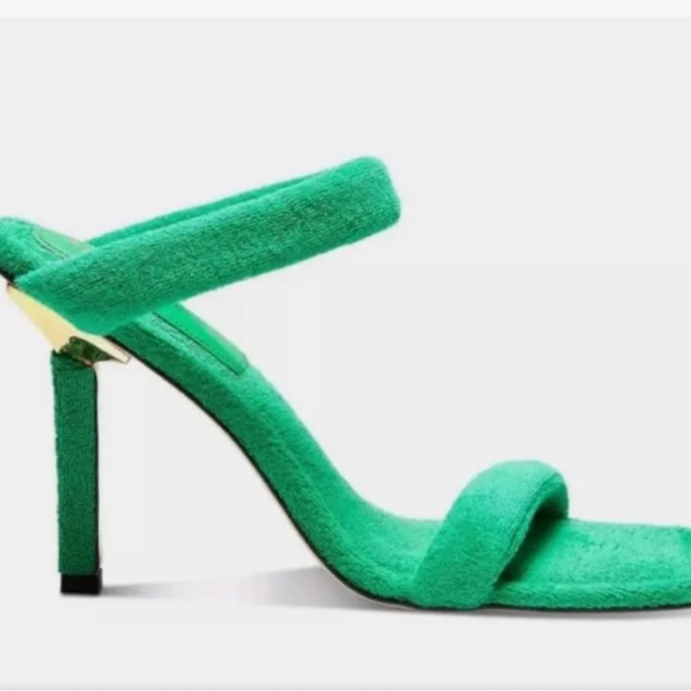 Good American Green Terry High heel sandle, size 11